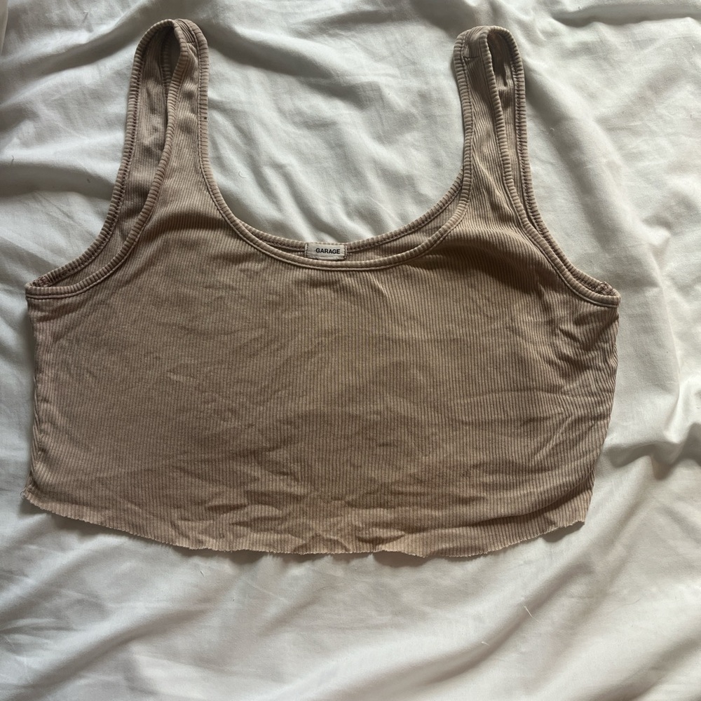 Garage Beige Ribbed Top